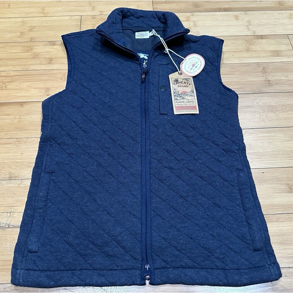 New Faherty Epic Quilted Fleece Vest Men’s Size XS Navy Melange Retail $178